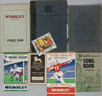 Collection of ephemera in relation to Wembley Stadium, 
 including programme for opening ceremony of the British Empire exhibition 23rd April 1924, Em