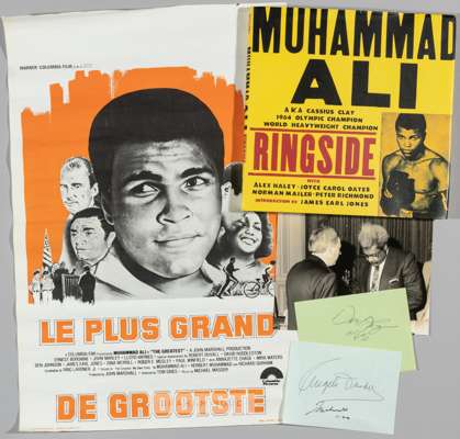 Muhammad Ali memorabilia, 
 including two album pages signed by the three people who oversaw his career, signature of Ali and trainer Angelo Dundee, p