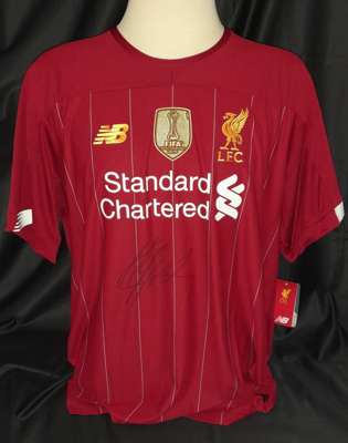 Jurgen Klopp Liverpool manager signed 2018-19 Liverpool jersey special edition with six Champions League winners embroidered around the crest, 
 brand