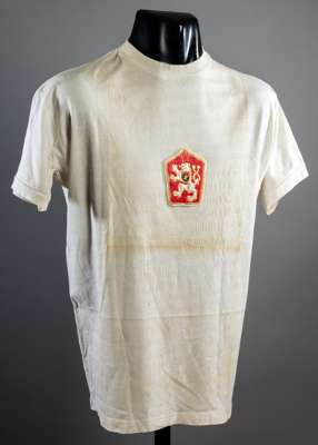 Vaclav Migas white Czechoslovakia No.3 jersey that was gained as a swap by Pele after the 1970 World Cup Group Match v Brazil played in Guadalajara, s