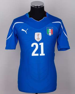 Andrea Pirlo blue No.21 Italy v. Slovakia short-sleeved shirt, 2010