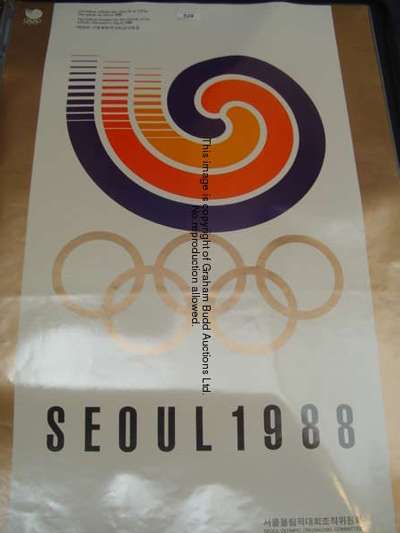 A 1988 Seoul Olympic Games poster, featuring the Official Emblem designed by Yang Seung-Choon