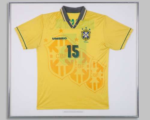 Marcio Santos yellow and green No.15 Brazil short-sleeved shirt, 1994