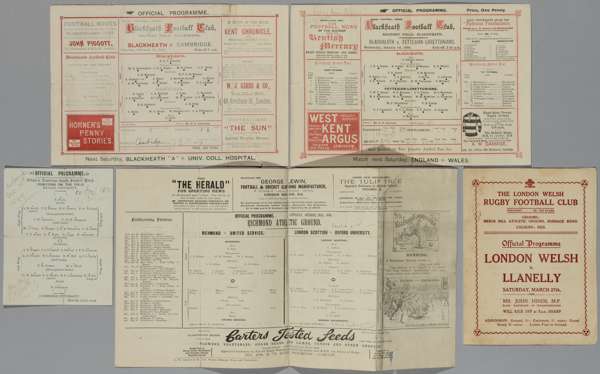 Four Victorian Rugby Union match programmes,
 comprising: the Oxford v Cambridge Varsity Match in 1897, two Blackheath fixtures v Cambridge 10th Febru