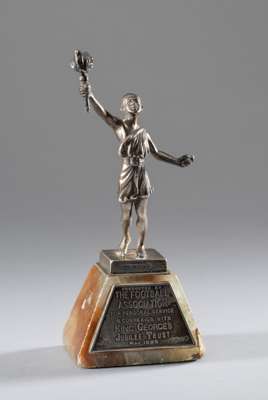 Silver trophy presented by the Football Association in connection with King George's Jubilee Trust in May 1935,
 hallmarked Denton & Down, Birmingham,