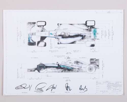 Mercedes-AMG Petronas F1 Team 2016 Signed Technical Drawing