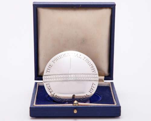 Dickie Bird silver England v. Australia The Prudential Trophy ODI cricket series medal, 1977