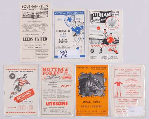 Seven Leeds United away match programmes 1953