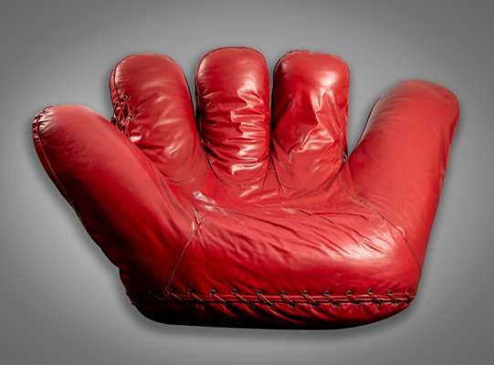 1980s edition Jonathan De Pas, Donato D'urbino and Paolo Lomazzi designed baseball glove "The Joe Chair" for Poltronova, 
 with embossed designers sta