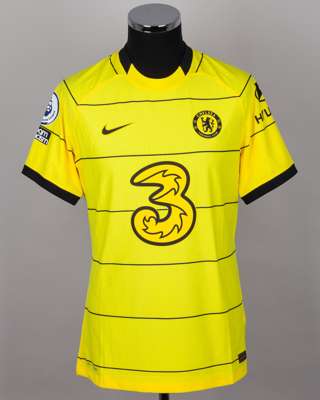Thiago Silva yellow and black No.6 Chelsea short-sleeved shirt, 2021-22