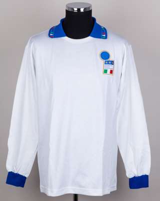 Roberto Donadoni white and blue No.15 Italy v. Scotland long-sleeved shirt, 1992