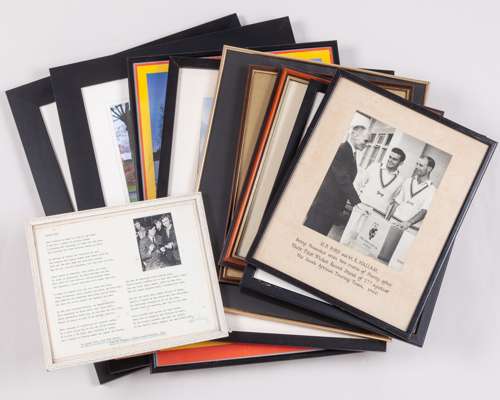 Dickie Bird collection of framed tributes award events and promotional campaigns