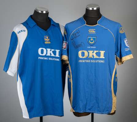 Two Portsmouth players jerseys from the 2008 F.A. Community Shield,

Sean Davis team signed blue No.28, Canterbury, long-sleeved with THE F.A. COMMUNI
