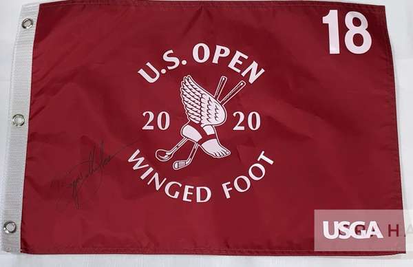 Bryson DeChambeau signed 2020 US Open Winged Foot (Winner) & 2021 The Open Official White Cap,
 with COA and exact photo proof, (2)