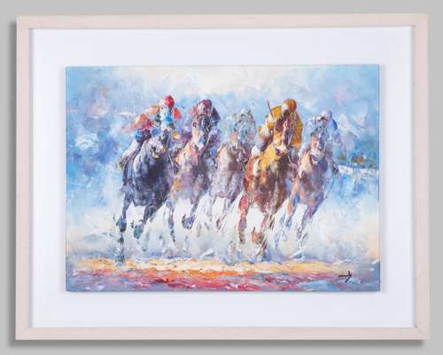 Oil painting of an American dirt race