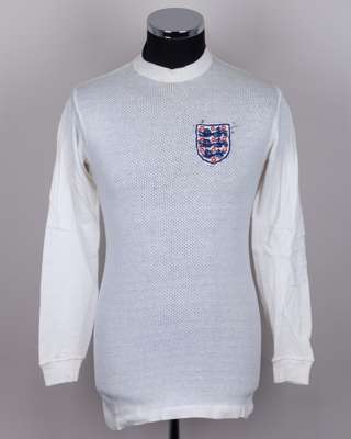 Allan Clarke a white No.15 airtex England long-sleeved shirt, 1969