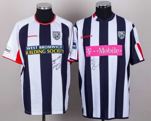 Robert Earnshaw blue and white No.34 West Bromwich Albion autographed short-sleeved shirt