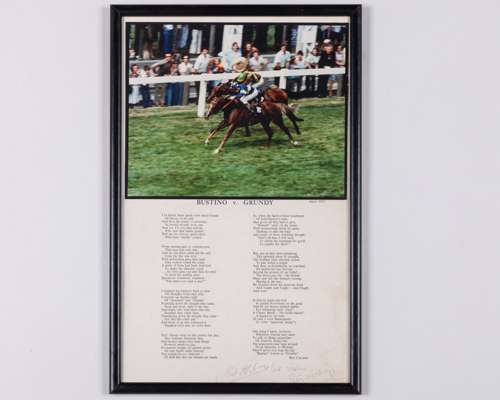 Bustino v Grundy photograph and verse presentation signed by Pat Eddery & Peter Walwyn