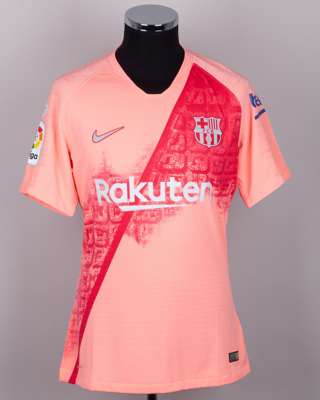 Lionel Messi pink No.10 Barcelona short-sleeved shirt, 2018-19