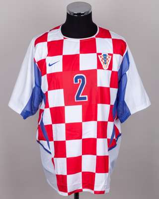 Dario Simic red, white and blue No.2 Croatia v. Andorra short-sleeved shirt, 2003