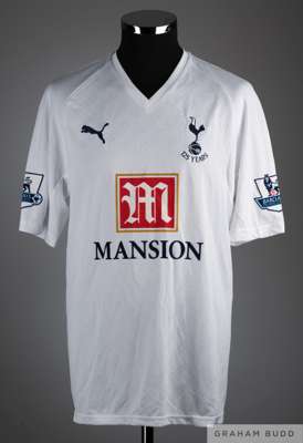 Dimitar Berbatov white No.9 Tottenham Hotspur short sleeved shirt, 
 Puma L with V neck and embroidered badge inscribe 125 YEARS, the reverse lettered