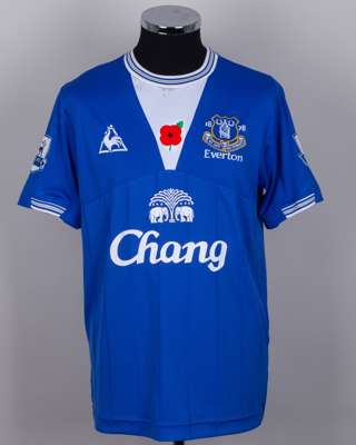 Hope Akpan blue and white No.39 Everton v. West Ham United issued shirt, 2009