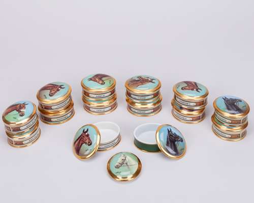 A group of 13 Danbury Mint china boxes from the Great Racehorses Series