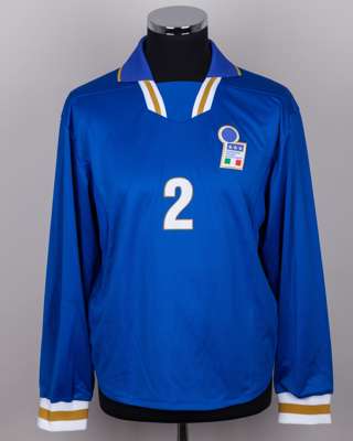 Ciro Ferrara blue No.2 Italy v. England match worn long-sleeved shirt, 1997
