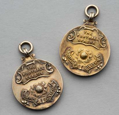 Peter Harris two silver-gilt Division 1 Back-to-Back League Championship medals, 1948-49 and 1949-50
 1948-49, the obverse inscribed THE FOOTBALL LEAG