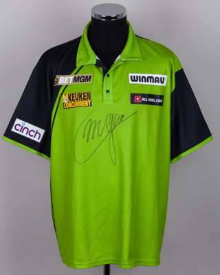 Michael Van Gerwen Premier League Darts 2025 match worn, autographed shirt