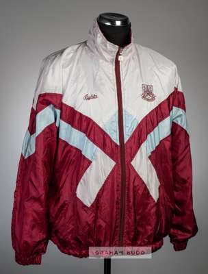 Stuart Morgan West Ham United tracksuit jacket, circa 1990,
 Bukta, claret, light blue and white coloured zipped jacket, embroidered with club crest a