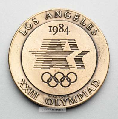 Los Angeles 1984 Olympic Games Volunteer participant's medal,
 bronze, obverse depicting the Los Angeles Coliseum above laurel leaves with legend CITI