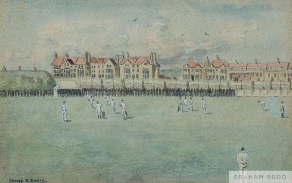 James S. Doria, two cricket watercolours of Kennington Oval and The County Ground, Hove, 
 both signed lower left margin, both mounted, glazed and fra