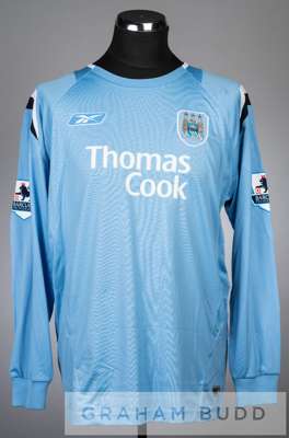Shaun Wright-Phillips signed pale blue Manchester City no.29 home jersey, season 2004-05,
 long-sleeved with BARCLAYS PREMIERSHIP sleeve badges, club 