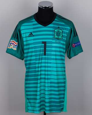 David De Gea green No.1 Spain v. England goalkeeper short-sleeved shirt, 2018
