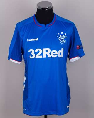 Kyle Lafferty blue No.38 Rangers short-sleeved shirt, 2018-19