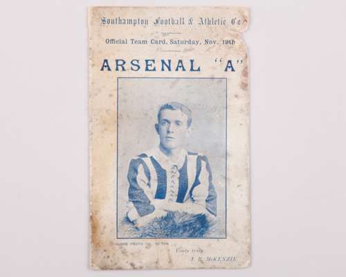 Southampton 'A' v Arsenal 'A' team card programme, 19th November 1898