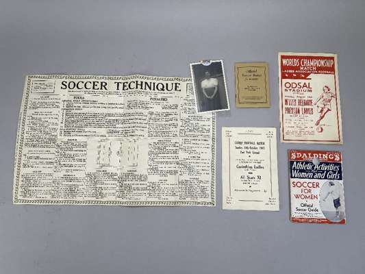 Rare Ladies Football very early material & programmes, circa 1929 & 1939,
 includes programme for Preston Ladies v M'lies Belguique, played at Bradfor