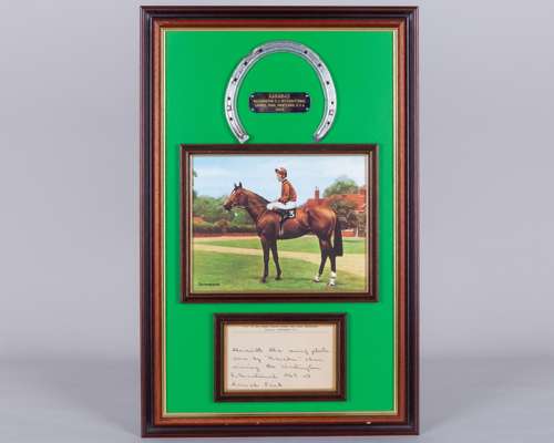 Racing plate worn by Karabas when winning the 1969 Washington DC International