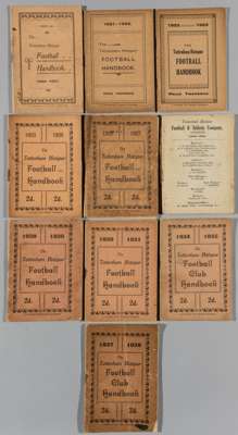 Ten Tottenham Hotspur Football Handbooks 1920s and 1930s,
 comprising: 1920-21, 1921-22, 1922-23, 1925-26, 1926-27, 1928-29 (lacking front wrapper), 1