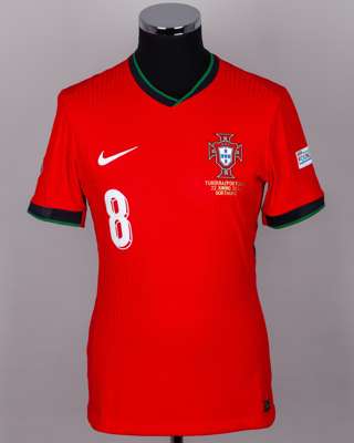 Bruno Fernandes red No.8 Portugal v. Turkey short-sleeved shirt, 2024