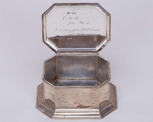 A silver box presented to the racehorse trainer Cecil Boyd-Rochfort in 1921