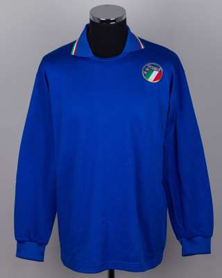 Roberto Baggio blue No.18 Italy v. England match worn long-sleeved shirt, 1989