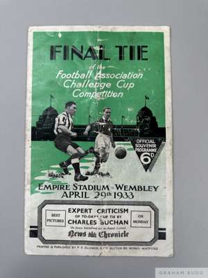 Programme fully autographed in ink by Manchester City 1933 FAC / F,
 Manchester City v Everton, played on 29th April 1933, clearly signed with no over