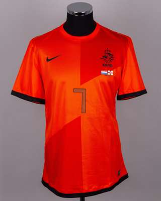 David Healy - Dirk Kuyt orange No.7 Holland match worn short-sleeved shirt, 2012