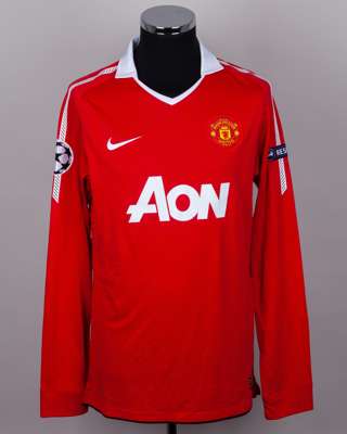 Wayne Rooney red No.10 Manchester United issued long-sleeved shirt, 2010-11