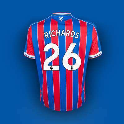 Chris Richards red and blue No.26 Crystal Palace v. Manchester United match issued shirt