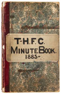 The Tottenham Hotspur Football Club Minute Book 1885 to 1896, the 156 page hand written hardcover ledger comprising 11 Annual General Meetings; 69 Com