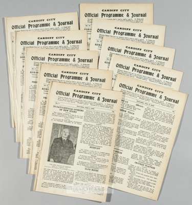 A collection of 23 Cardiff City home programmes from the 1928-29 season,
 comprising 15 first team matches against Burnley, Bury, Leicester, Sunderlan