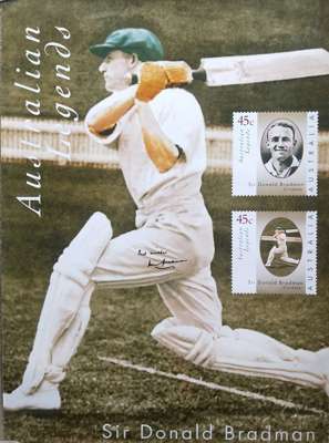 Cricket – Don Bradman widely recognised as the greatest cricketer of all time signed poster, 
 used to promote his stamp and postal cover collection, 